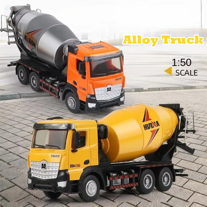

Huina Alloy Mixer Truck 1/50 Diecast Sliding Concrete Engineering Transport Vehicle Static Model Construction Toy Children Gift