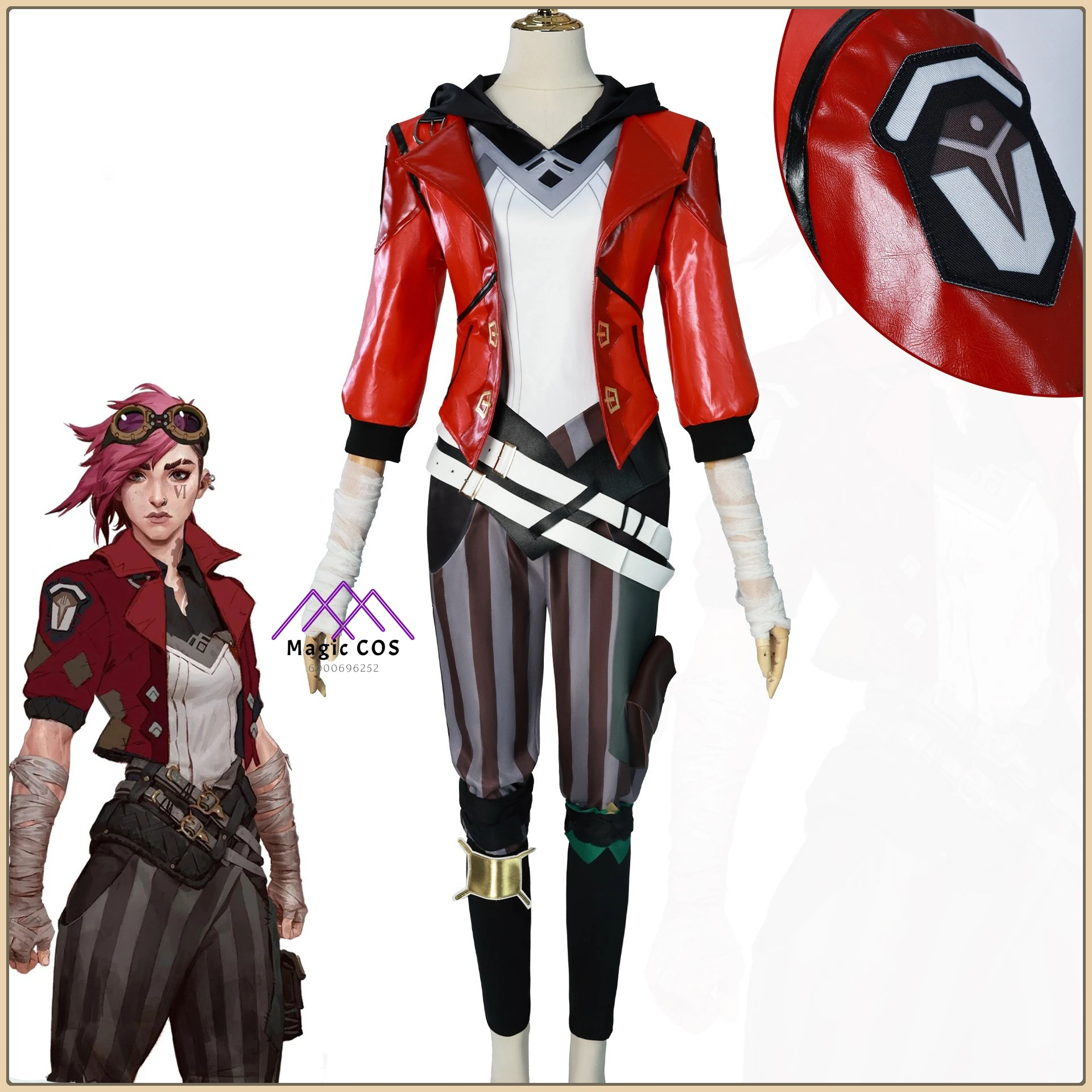 

Game League of Legends Vi (Piltover Enforcer) Cosplay Costume Classic Role Playing Set Full Set Role Playing Clothes (Female)