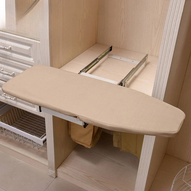 rotating ironing board, hidden folding ironing clothes rack in the wardrobe, with damping