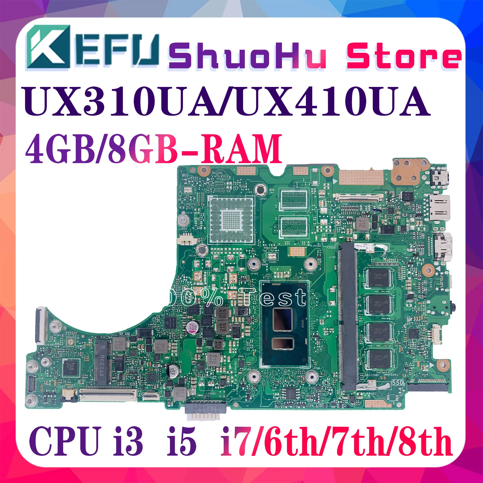 UX310UV Laptop Motherboard For ASUS Zenbook UX410UV UX310UQ UX310UQK RX310UV UX410UQK UX410UAK RX410U I3 I5 I7 4GB/8GB GT940MX