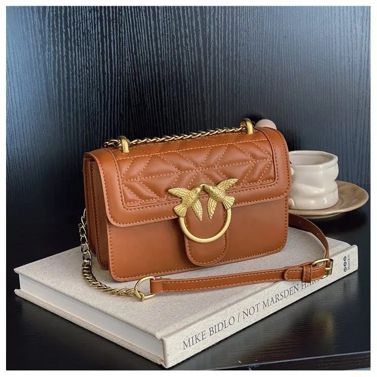 

Swallow New Fashion Chain New Crossbody Bag 2025 Sheepskin Women's Bag Twill Handbag Single Shoulder Bag