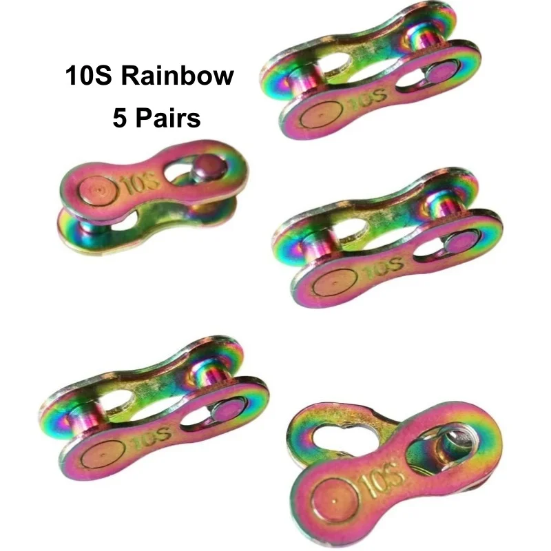 5 Paar Fahrrad-Kettenverbindungsstücke für 1-, 6-, 7-, 8-, 9-, 10-, 11-, 12-Gang-Ketten, CP, Gold & Regenbogenfarben – Detail 18