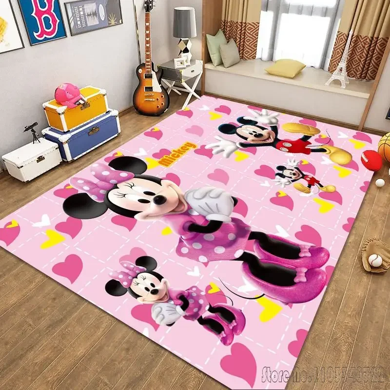   Alfombra de dibujos animados de Mickey Mouse Minnie, decoración de 80x120cm para baño, alfombra para suelo de niños, sala de estar, dormitorio infantil, sofá