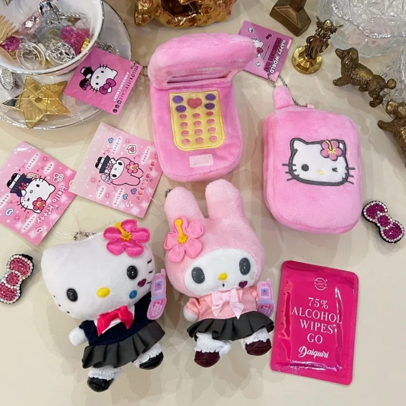 

Kawaii My Melody плюшевая кукла-брелок sanrio hello kitty, сумка, аксессуары, униформа Heisei, HotGirls Y2K Kitty Cat, школьная сумка, подвеска