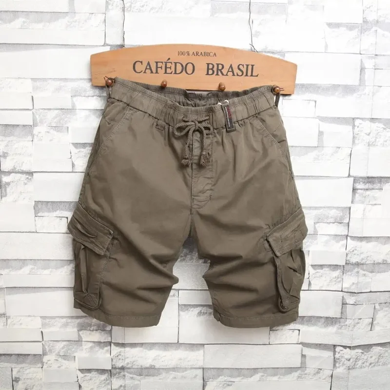 Men's Cargo Shorts American Style Summer 2026 Casual Multi-Pocket Outdoor Drawstring Lightweight Loose Fit Fashion Short Pants