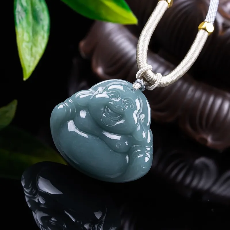 Jade Buddha Pendant with Large Belly, Ice-Type Jadeite