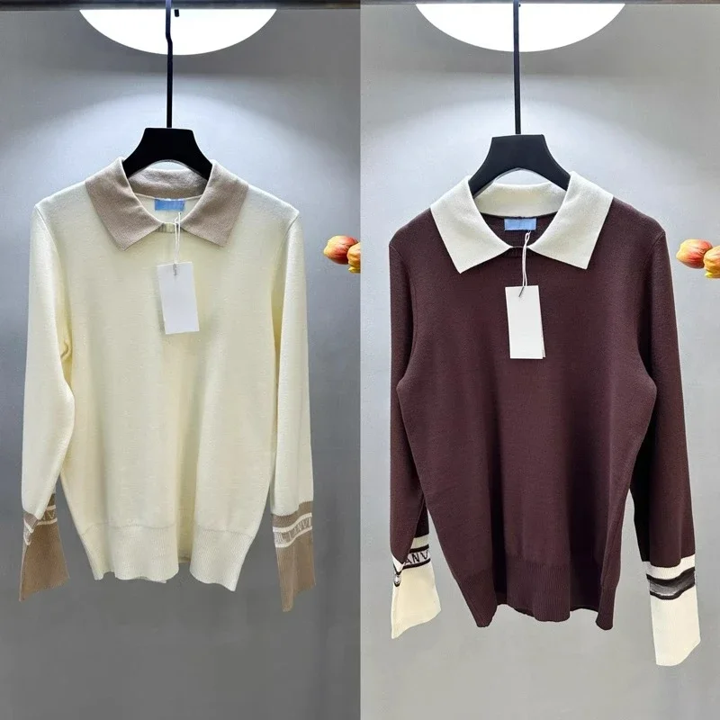 2024 autumn and winter new golf clothing women's GOLF sports thin thin lapel long-sleeved knitted sweater top