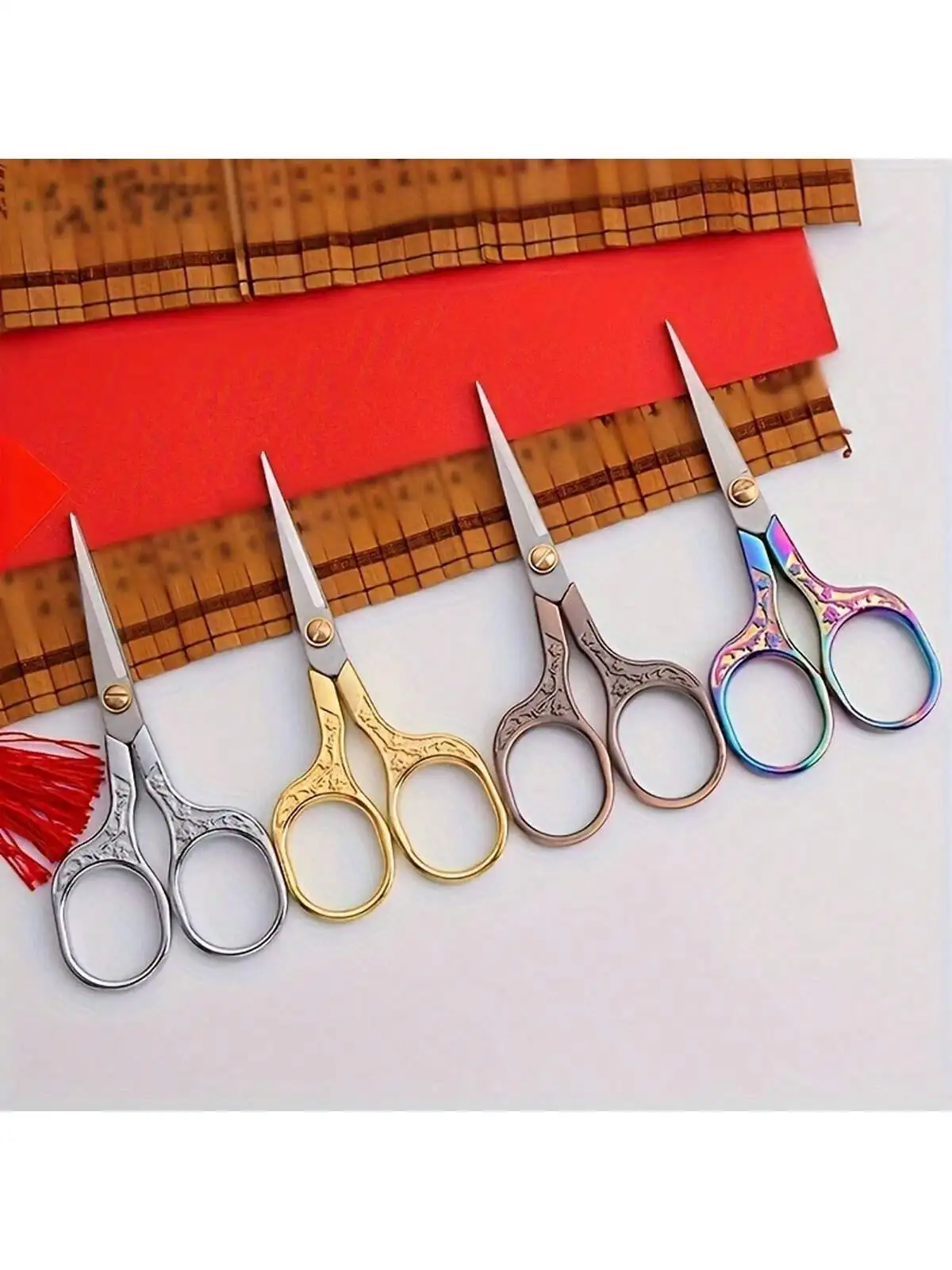 Colorful Stainless Steel Sewing Scissors Vintage Rainbow Tailor Shears Sharp Fabric Cutter for Dressmaker DIY Crafts Sewing Accessories - view 7