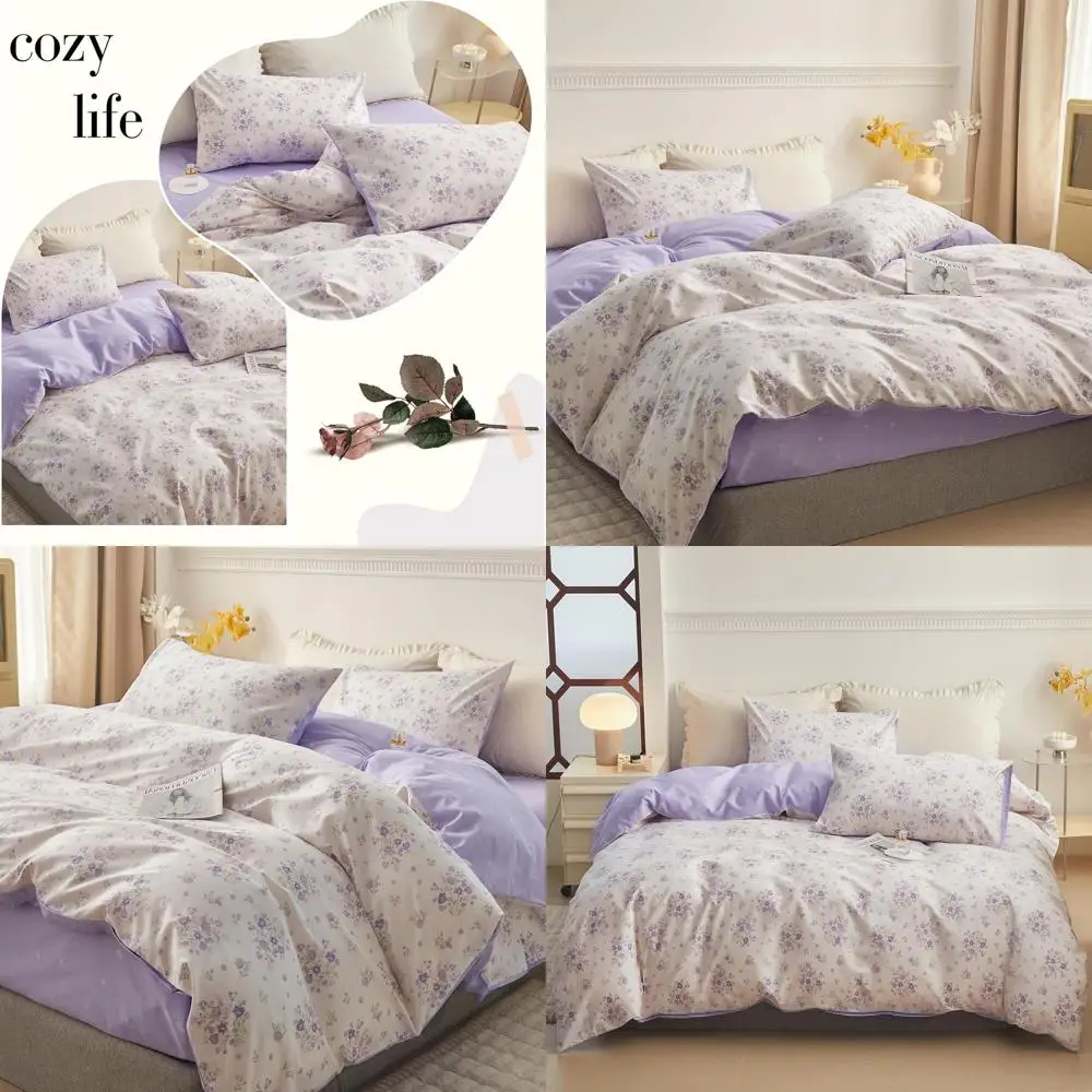 

Фиолетовый комплект пододеяльников королевы с цветочным принтом в богемном стиле и 2 наволочками, ботанический дизайн, мягкое одеяло