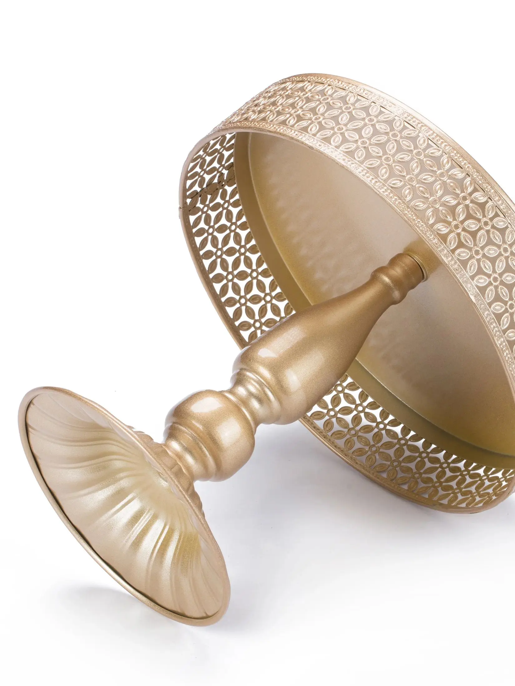 3 stuks diameter 8", 10", 12" taartstandaards set met kanten rand voor desserttafel, feest, verjaardag, decoraties (licht goud)