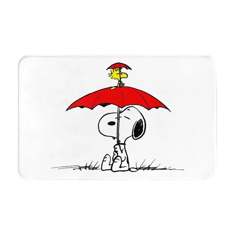 Custom Snoopy Woodstock Cartoon Animated Doormat Non-Slip Entrance Kitchen Bathroom Door Floor Mat Anime Dog Garage Carpet Rug