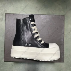 Designer Women Ankle Boot Platform 6cm High Original Casual Luxury Girl Dress Black Gothic Punk Leather Zip Flat Street Shoe