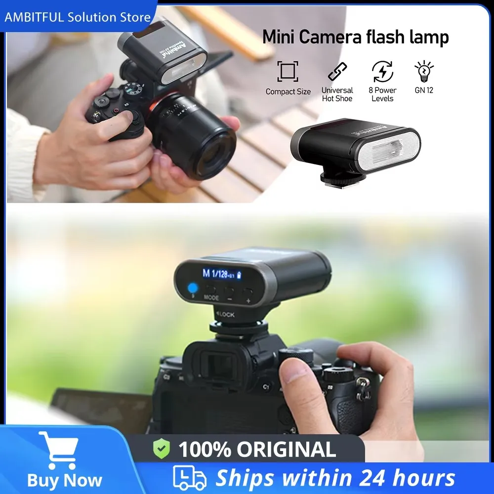Ambitful AF100 Mini caméra Flash GN12 5600k Speedlite Standard support de chaussure chaude pour Sony Canon Nikon appareil photo de poche Speedlite