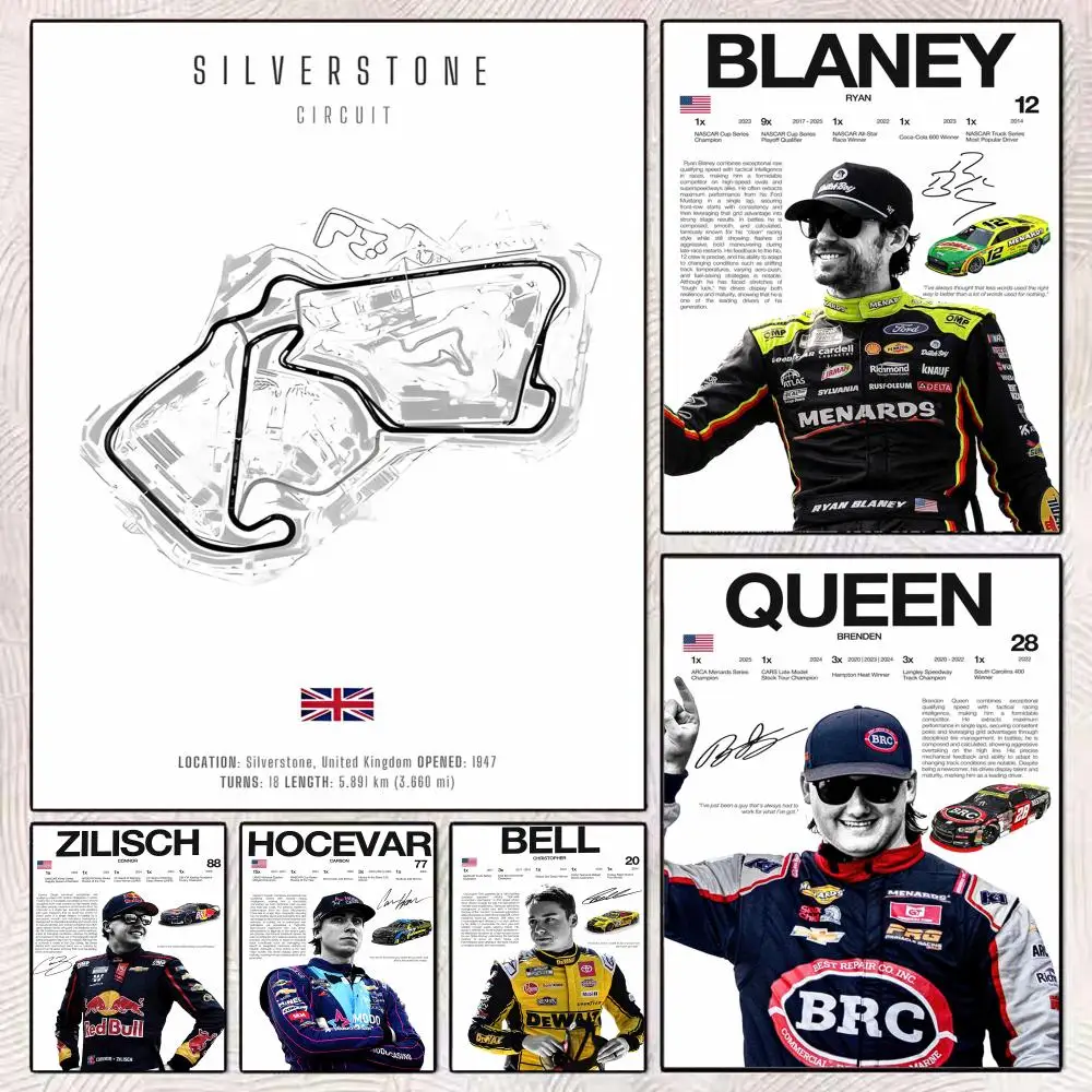 Popular Vintage Motorsport Racing Painting Calligraphy Modern Canvas Poster Wall Art Aesthetic Bedroom Decor for Cafe Home Gift