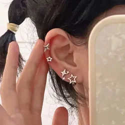 2025 Trend Silver Color Lucky Star Earring for Women Cute Star Pentagram Stud Earrings Fashion Accessories Aesthetic Jewelry