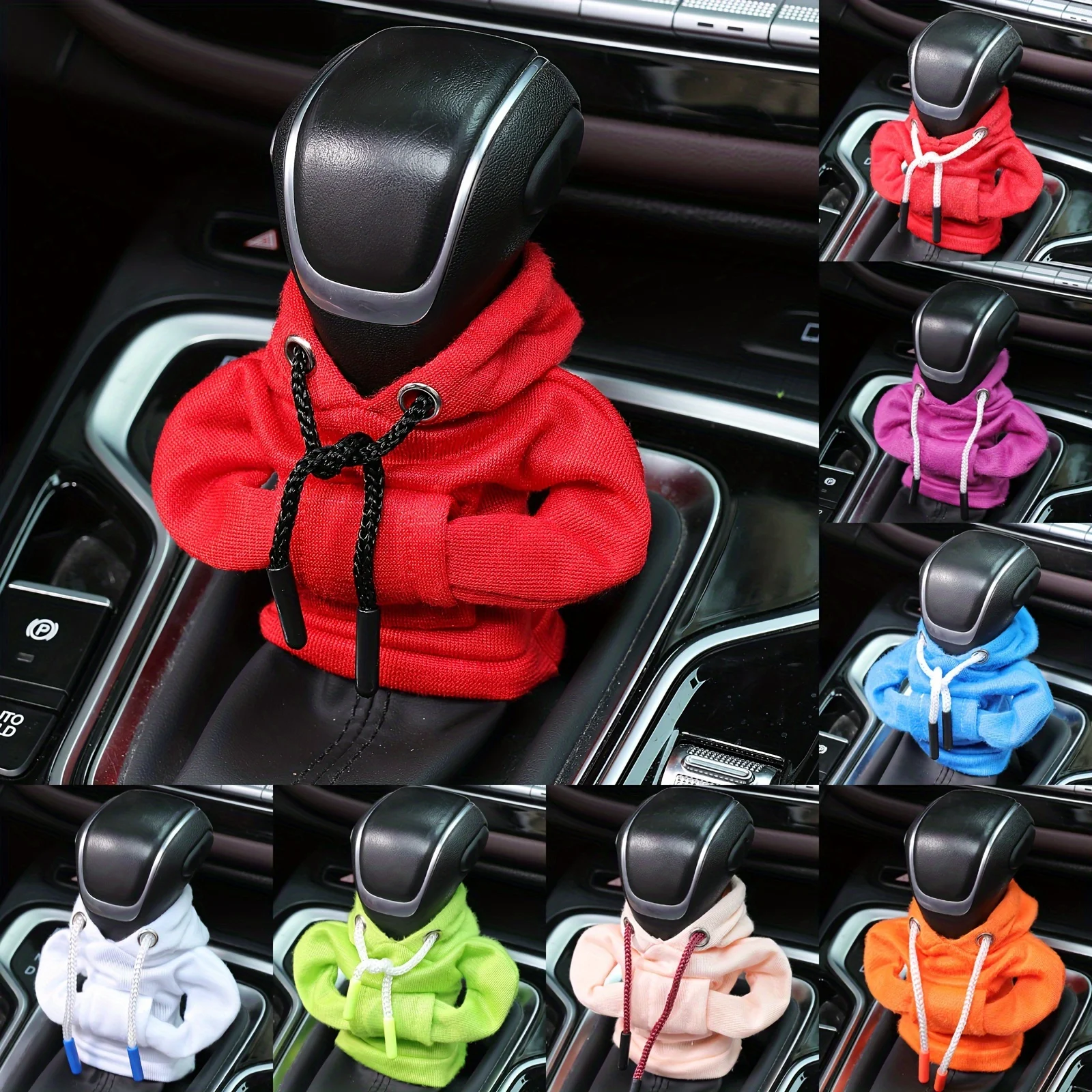 Universal Car Gear Shift Cover Hoodie, Fashionable Mini Hooded Sweatshirt For Auto Gear Stick Shifter