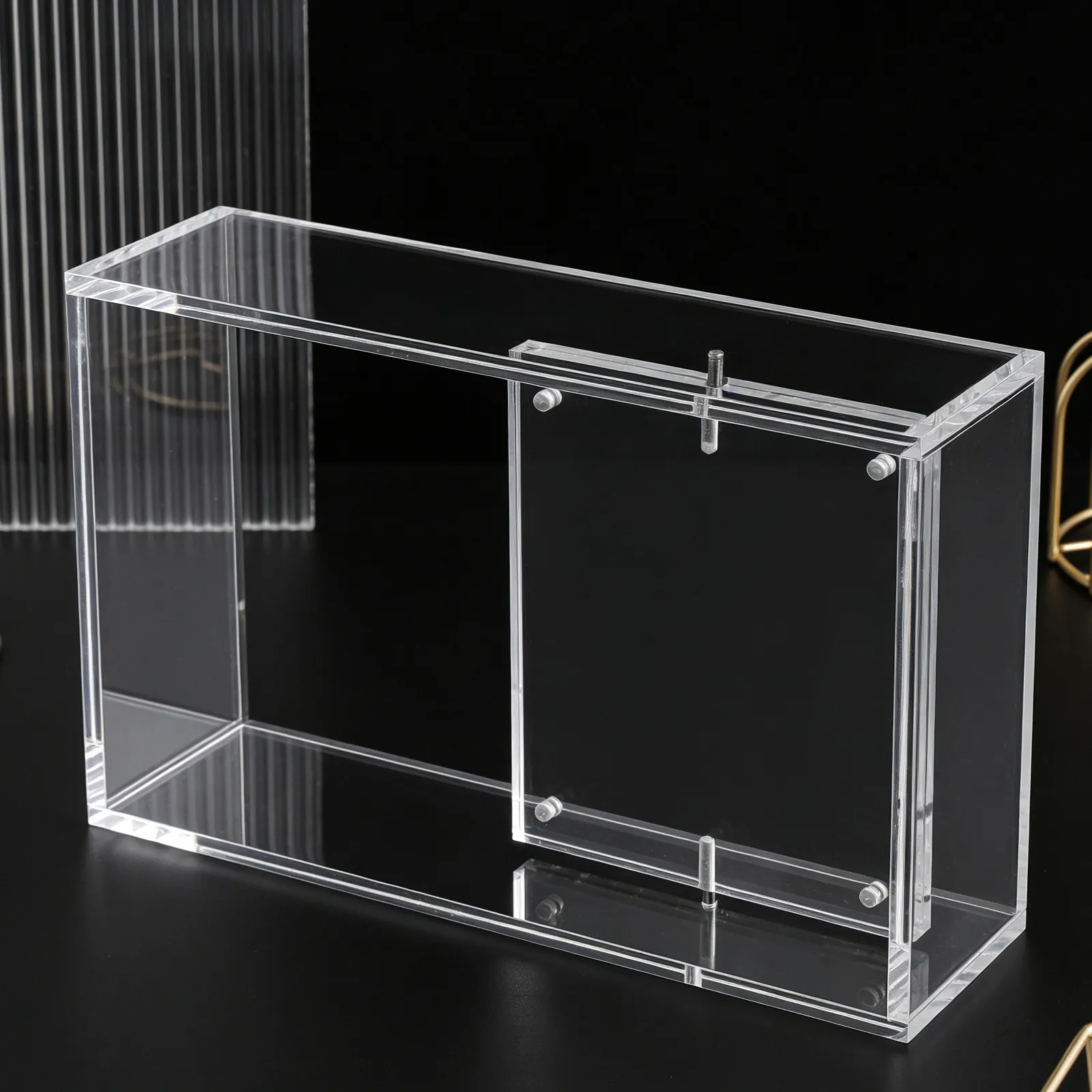 Clear Acrylic Display Case for Collectible Figures Dustproof Desktop Showcase for Graded Cards and Miniatures
