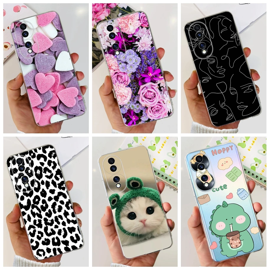 For Honor 70 Lite Case RBN-NX1 Funda Cute Leopard Dinosaur Clear Phone Cover For Honor 70 Pro Plus Cases Honor70 Pro+ Soft Coque