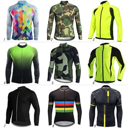 Long Sleeve Cycling Jersey for Men, Camo Black, Bicycle Shirt, Cycling Sweater, Road Wear, Bike Pocket Jacket, Motocross Top