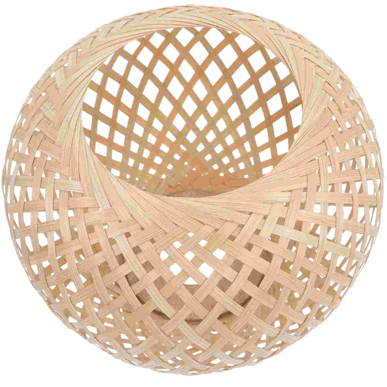 Woven Bamboo Lampshade Light Bulb Cage Guard Rattan Basket Chandelier Lamp Shade Light Cover