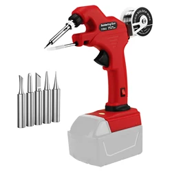 30W Cordless Soldering Iron for Milwaukee 18V Battery Automatic Feed Soldering Welding Gun Kit with 5pcs Solder Tips(No Battery)