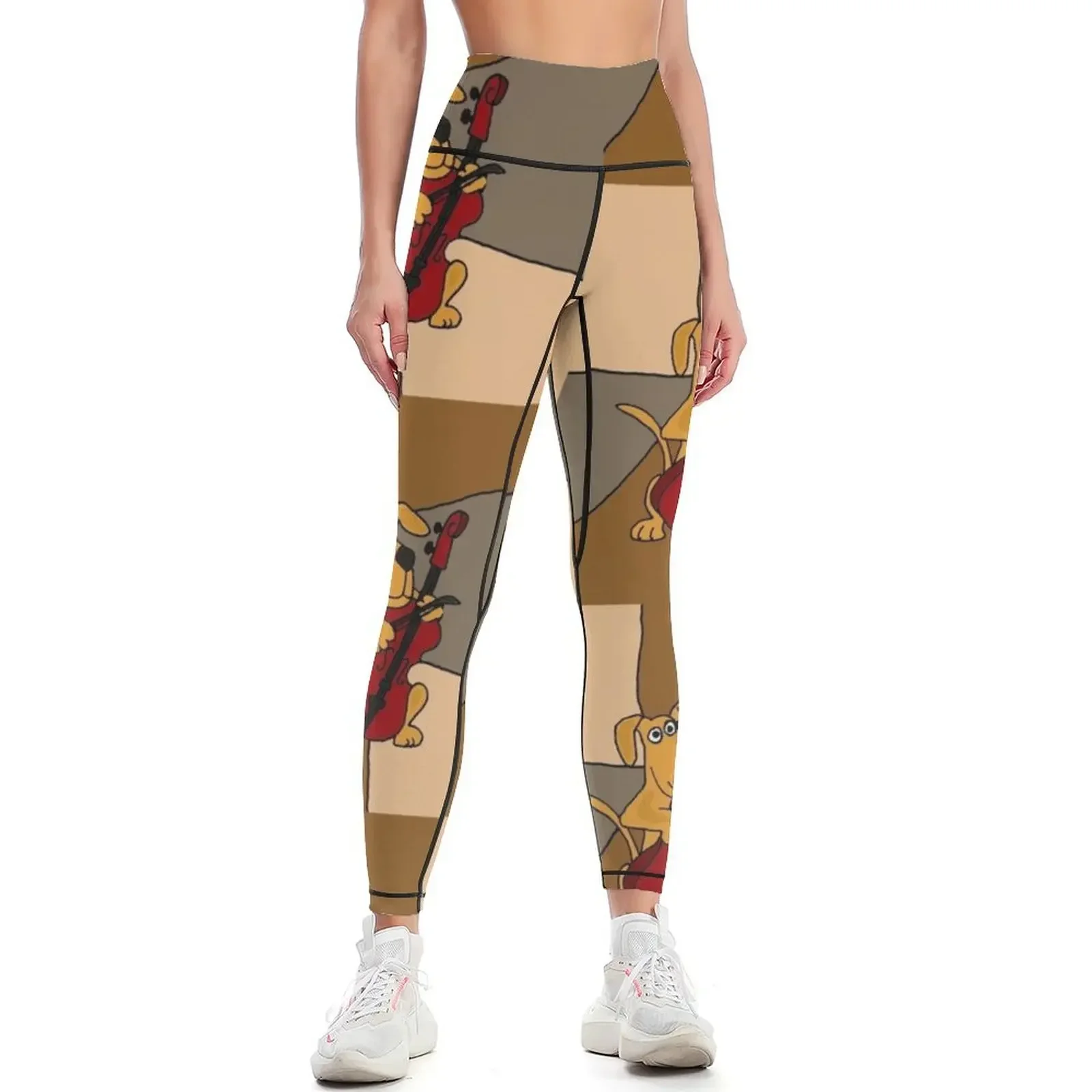 

Funky Brown Dog is playing a Red Cello Leggings Women's trousers Women sportwear for physical sportswear gym Womens Leggings