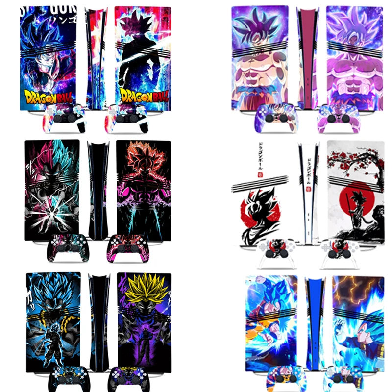 Dragon Ball Son Goku PS5 Pro ملصق جلدي رقمي أنيمي حامي غطاء لاصق لوحدة التحكم PS5 Pro ملصق مضاد للمياه