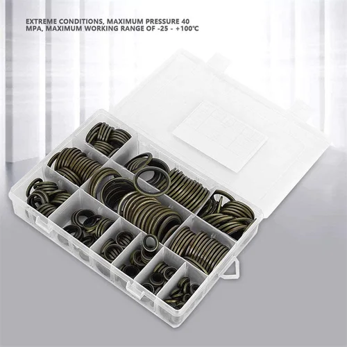 Imagen 2 del producto 240 unids/caja de goma hidráulica de alta presión, arandela adhesiva para tuberías de aceite, junta de tapón de drenaje de Metal, anillo de sellado combinado