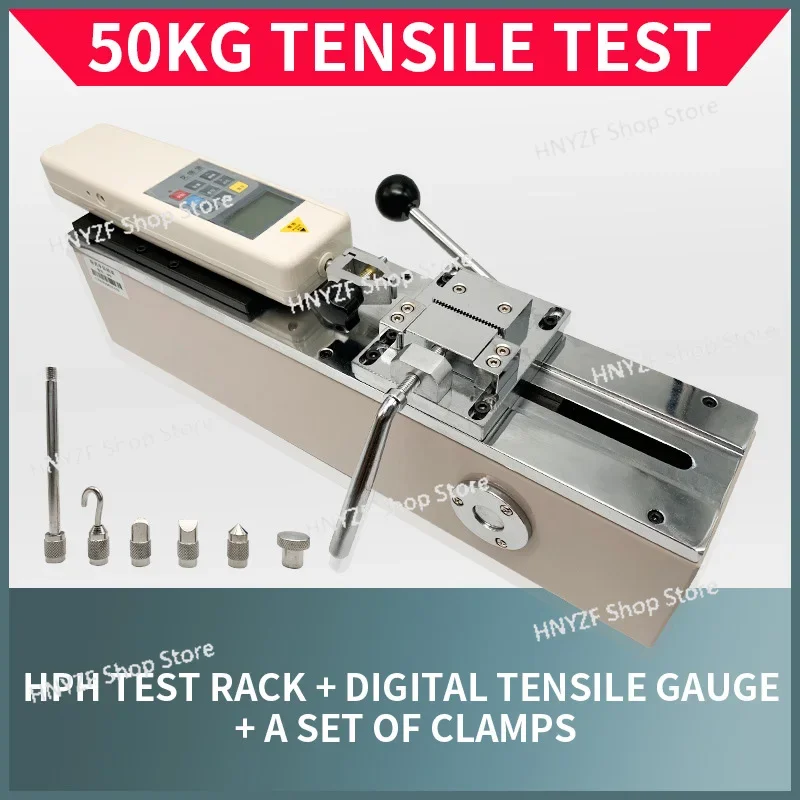 500N Digital Pointer Push Pull Force Gauge Manual Horizontal Harness Terminal Tension Tester Inspection Machine Test Stroke 50mm