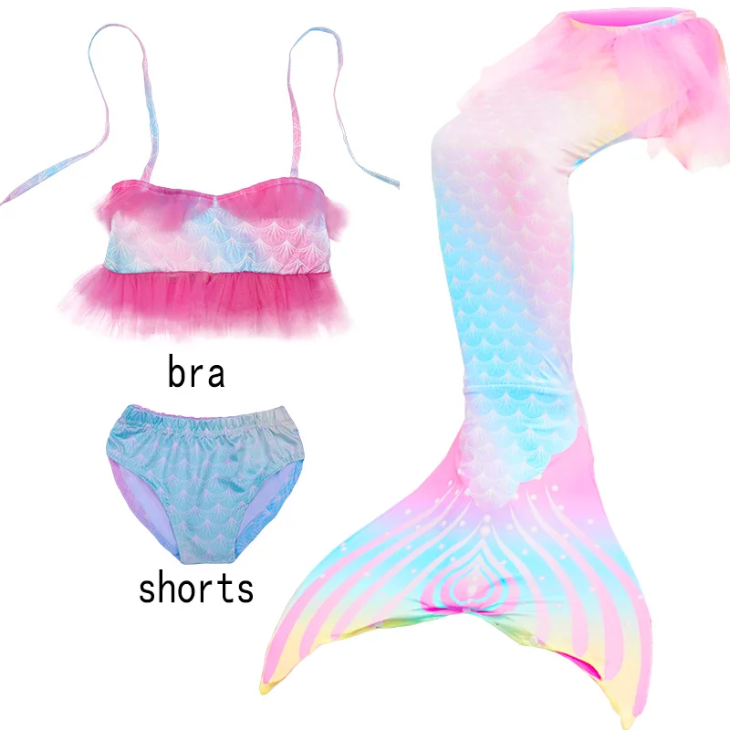 Girls Mermaid Tails Swimming Dresses Carnival Cosplay Costume for Child Mermaid Swimsuit(Not Include Flippers)