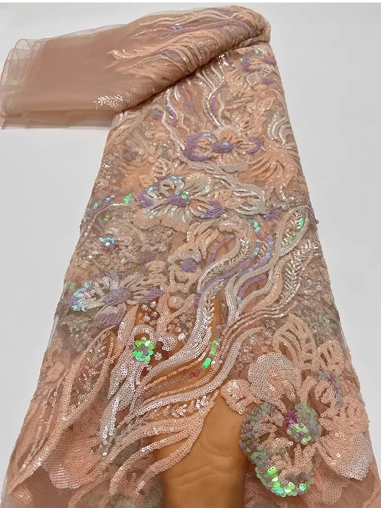 

2yard Luxury Sequin random embroidery fabrics for clothing New mesh tissus Evening gown dress fabric