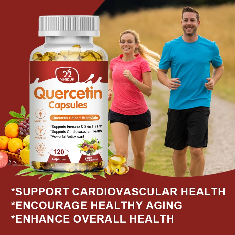 Quercetin Capsules Vitamin C Zinc & Elderberry Bromelain Capsules Antioxidant - Supports Cardiovascular & Immune Health