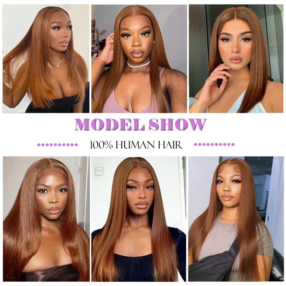 # ブラウンストレート2x6人毛レースクロージャーロングディープパートニングブラジリアンバージンヘア10-22インチ150%密度フルエンド30個