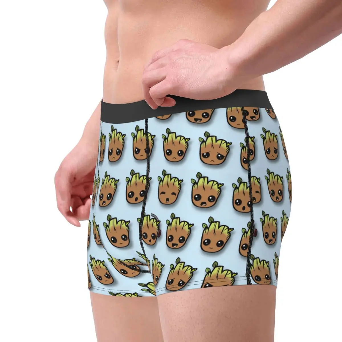 Man Guardians Of The Galaxy Groot Underwear Cartoon Anime Humor Boxer Briefs Shorts Panties Male Mid Waist Underpants