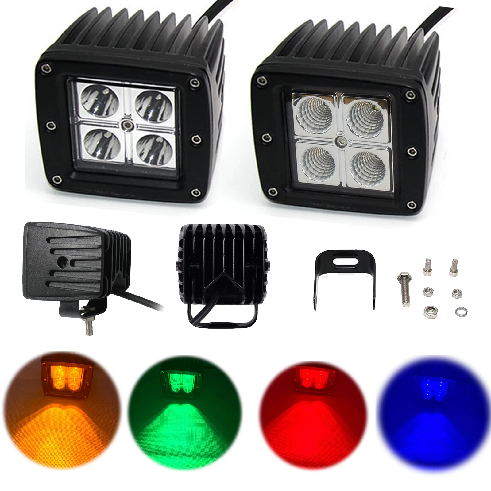 

3inch 24W Led Work Light Spot Flood Fog Lamp Signal Light Amber/Red/Blue/Green Neon Decoration Off-road Driving for ATV SUV 4WD