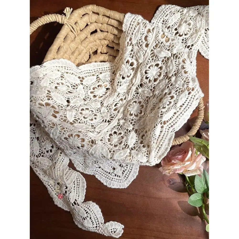 Trendy Lace Trim Fart Curtain Slim Fit Pretty Hip Curtain Hollowed-out Y2K Apron Wrap Skirt Women