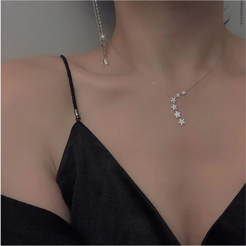 

Hot Pentagram Y-Shape Pendant Necklace for Women 925 Sterling Silver Luxury Link Chain Necklace For Wedding Fine Jewelry