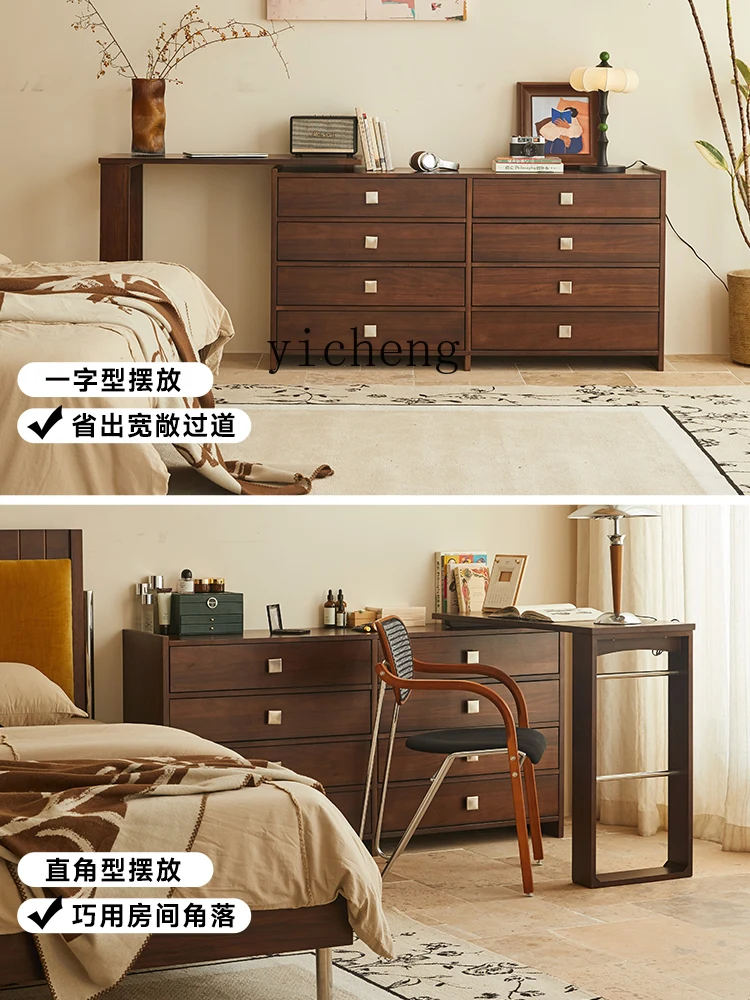 

XL1 light sandalwood medium and ancient style all solid wood dresser chest integrated retro bedroom makeup table
