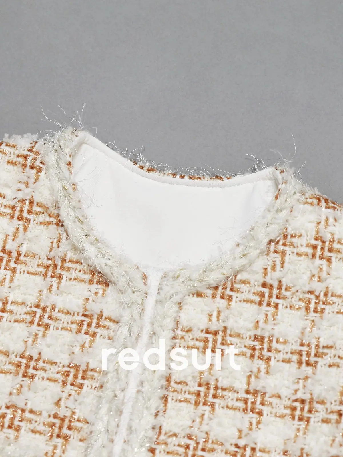 New Advanced woven tweed four pocket long jacket with grid pattern versatile top Custom Size