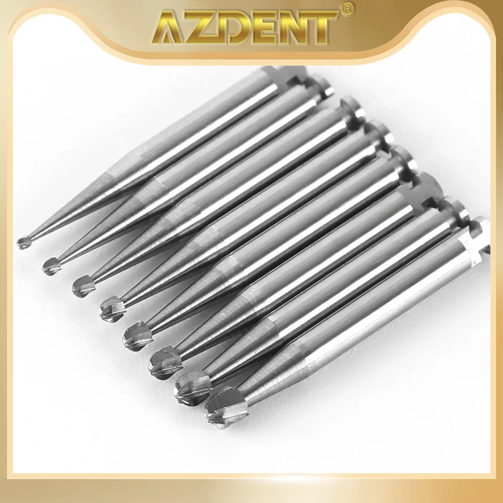 5pcs/Box AZDENT Dental Lab RA Tungsten Carbide Burs Round Head Steel Bur for Low Speed Handpiece Shank Diameter 2.35mm