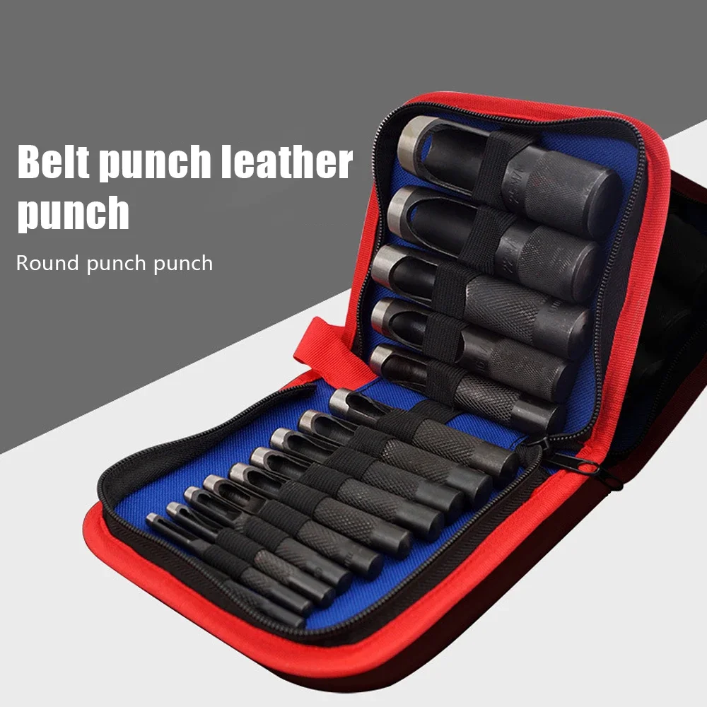 Belt Punch Set Punch Leather Puncher Hollow Punch Punch Belt Punch Oxford Cloth Bag Round Punch Set Leather Tools Leather Tools