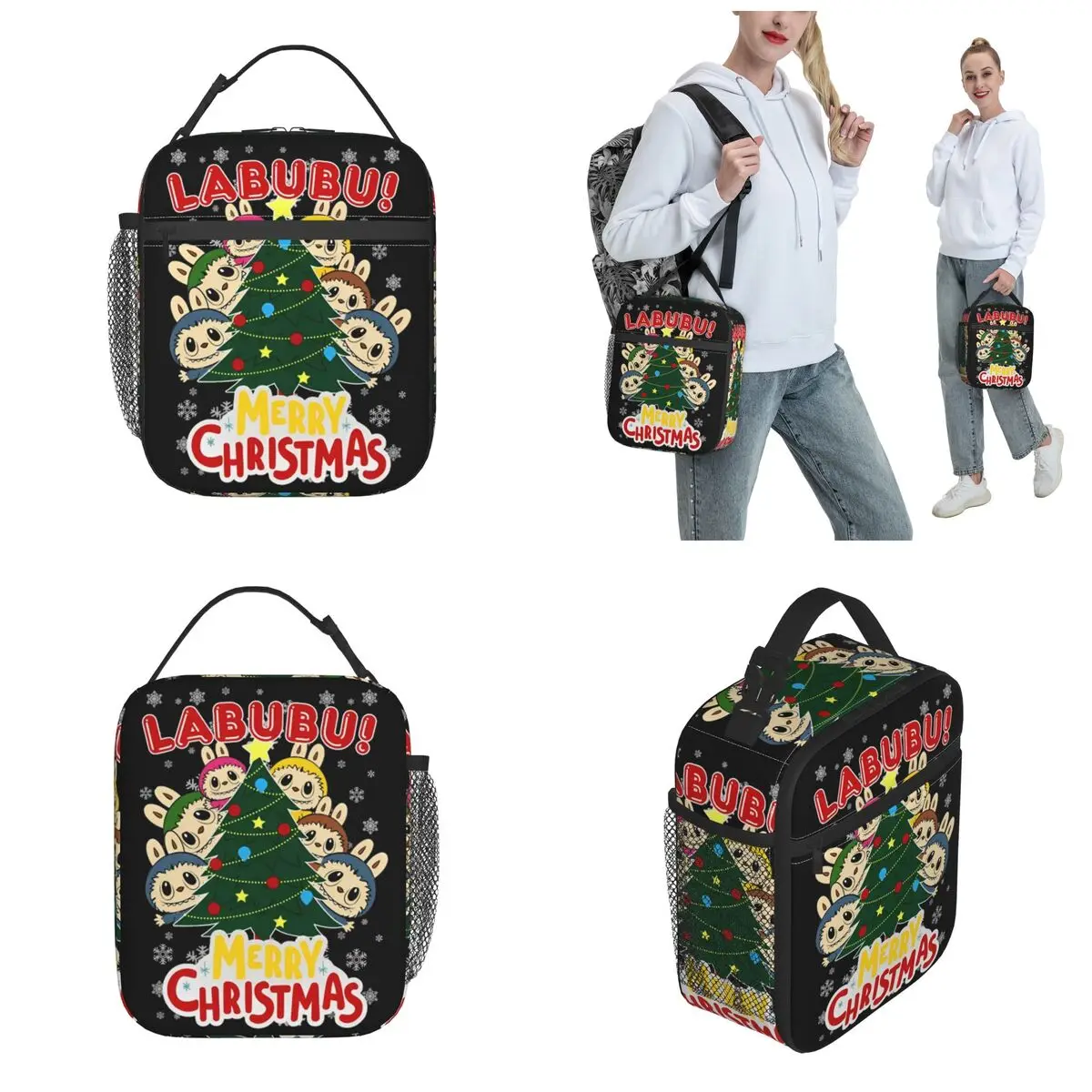 Labubu Cute Merry Christmas Pop Mart Popmart Thermal Insulated Lunch Bag for Picnic Portable Bento Box Thermal Lunch Boxes