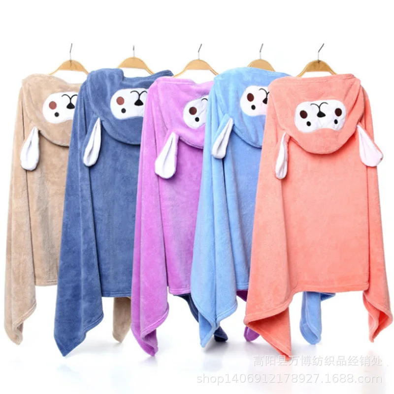 Children\'s Bath Towel, Cape, Coral Fleece, Baby Hooded Cape, Bathrobe, Beach Cartoon Can Be Worn Wrapped and Absorbent