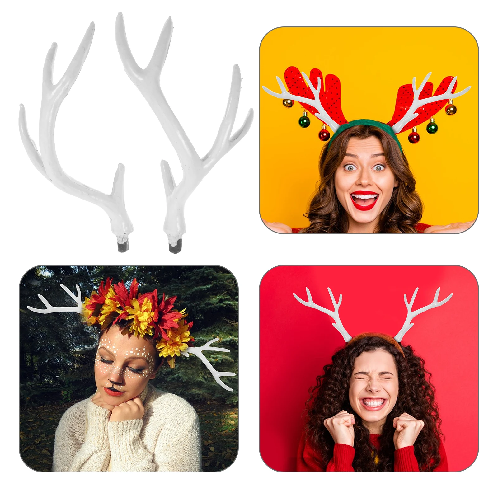 

1 Pair Plastic Antler Headdresses Deer Horns Christmas DIY Hair Decor Party Accessories Diy Antler Decor Cosplay Props