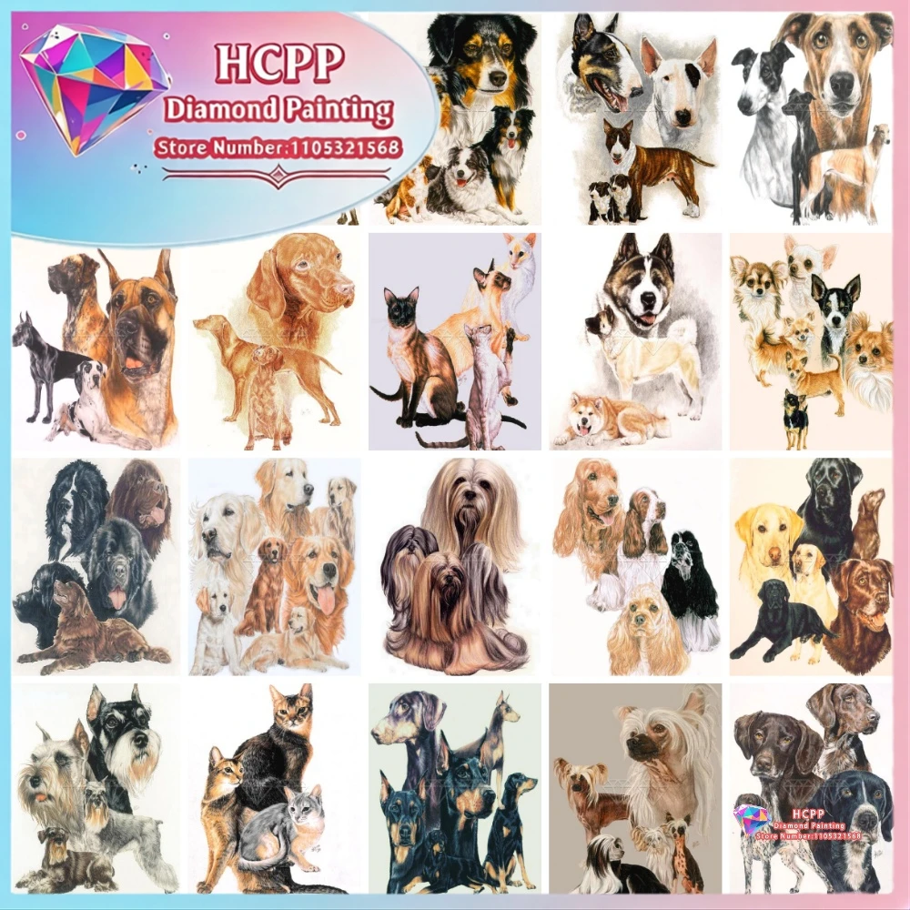 

Dog Bulldog Husky Kirky VIP Dog Diamond Painting Kit Square Round Diamond 5D DIY Mosaic Handmade Art Exquisite Gift Home Decor