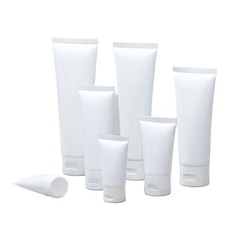 100Pcs 10-100ml 흰색 플라스틱 부드러운 튜브 리필 형 샘플 병/스크류 뚜껑/플립 캡 크림 로션 용 화장품 용기