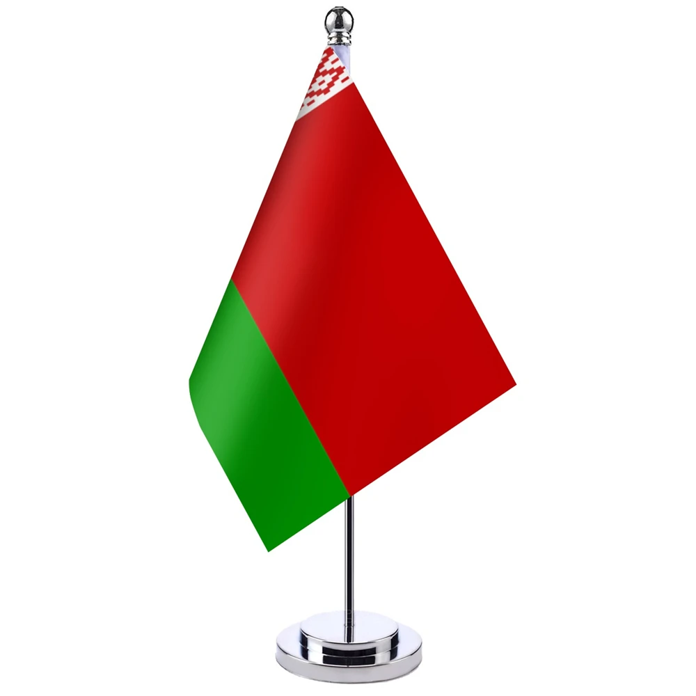 

14x21cm Office Desk Flag Of Belarus Banner Boardroom Table Stand Pole The Belarusian Closet Cabinet Flag Set Meeting Room Decor