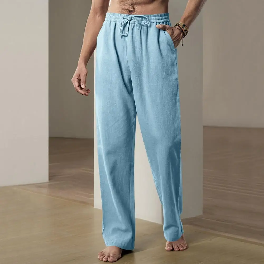 

Men Casual Trousers Comfortable Men's Drawstring Pants with Wide Leg Pockets for Casual Sports Activities Wide Leg Sweatpants