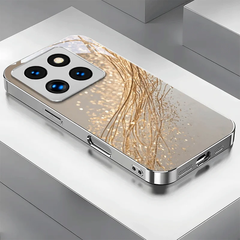 

The new shiny gold-lined electroplated glass phone case, suitable for iPhone 17, 16, 15, 14, 13, 12, 11, etc.