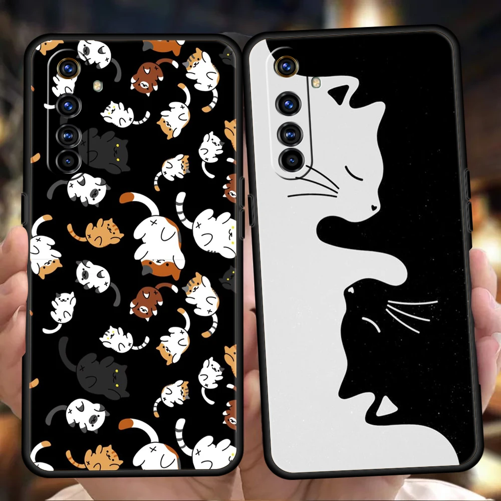 Cartoon Cat Phone Case for Realme 8 9 Pro Plus 8i 9i 6 7 GT2 C21 C25 C3 C11 11 Pro 5G Plus Shockproof Silicone Shell Capas Bags